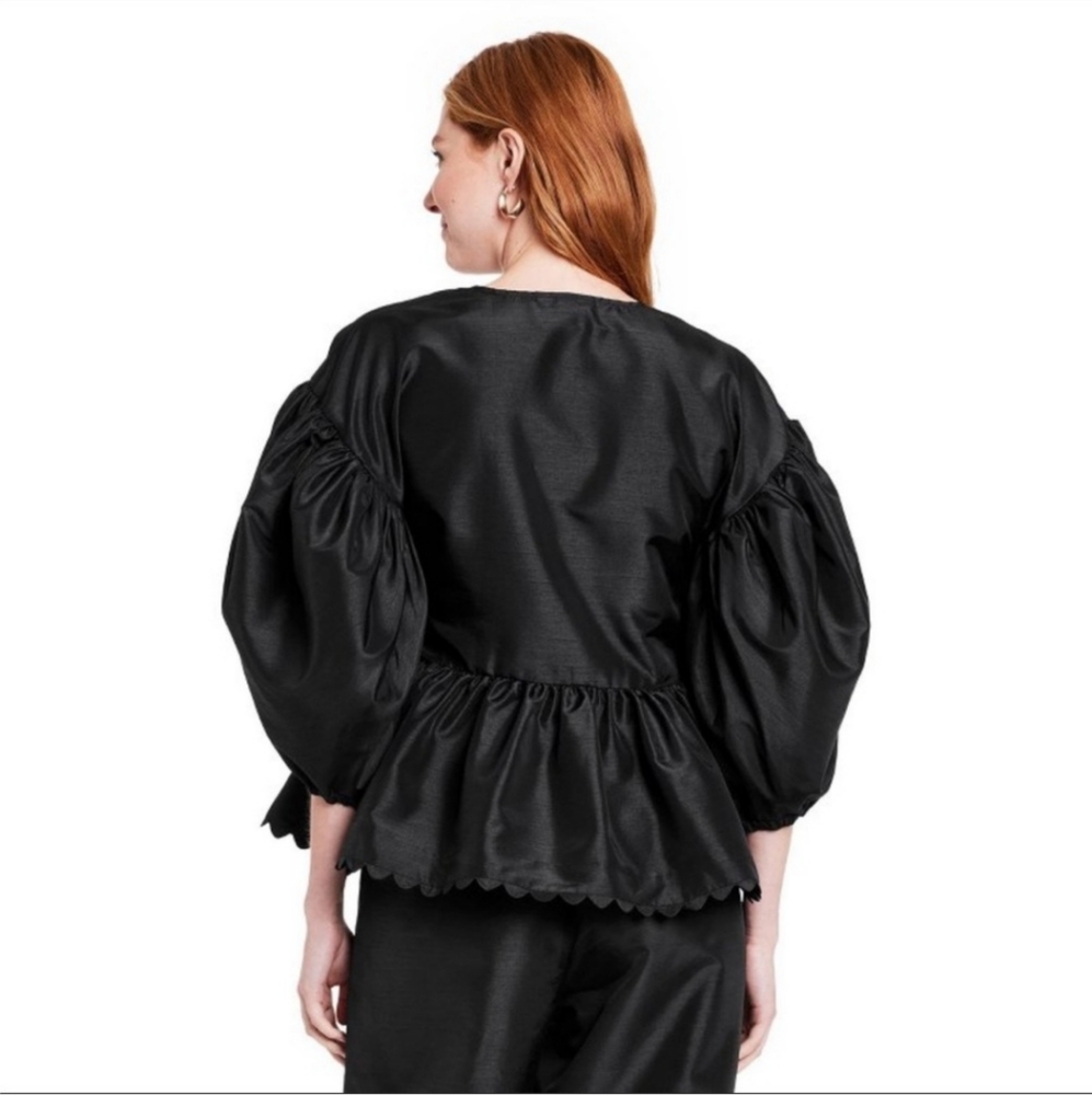 Kika Vargas for Target Scalloped Hem Puff Sleeve Wrap Top - Picture 5 of 16